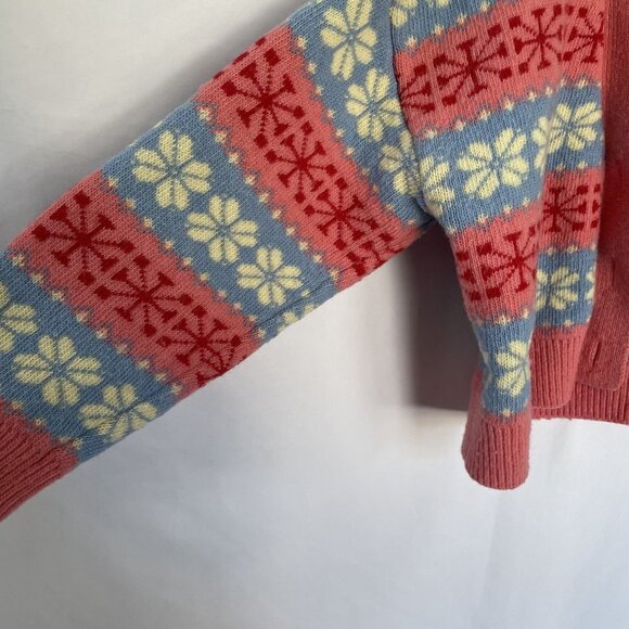 Cotton-On pink blue white nordic style cardigan buttons snowflake warm small - Picture 4 of 8